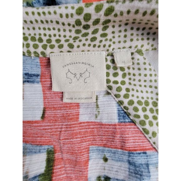 Vanessa Virginia Womens Mixed Print Sheer Kimono Sleeve Top Blouse Medium Multi - Picture 3 of 8